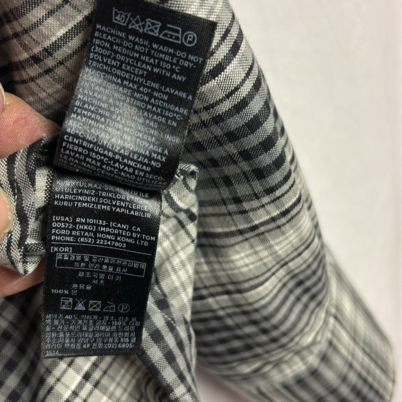 Tom Ford Men’s Grey Grand Check Western Shirt Size 15.5 Neck /US Large - Picture 6 of 11